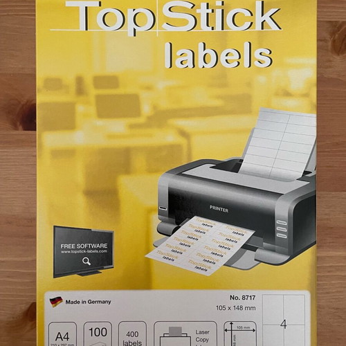 Topstick adhesive labels A4 rectangular 105x48mm new