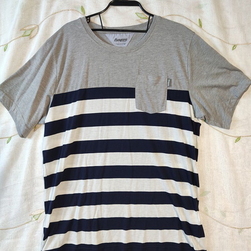 Bergans of Norway Lyngor Tee men's striped t-shirt XL like new, gray