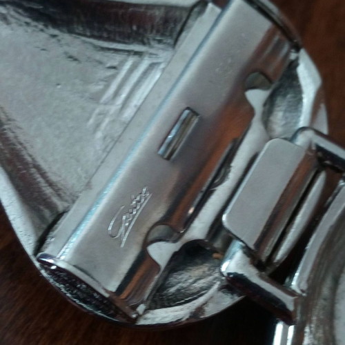 Gutos solid silver belt buckle used with crystals vintage