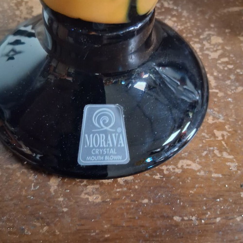 Morava Crystal Candlestick Mouth Blown Murano Like New