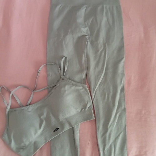 Sports set leggings and top, new, gray, size M-L