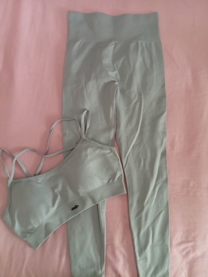 Sports set leggings and top, new, gray, size M-L