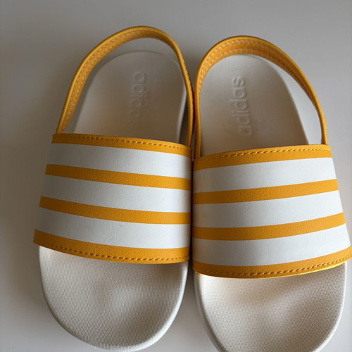 Adidas kids sandals, white and yellow, size 31