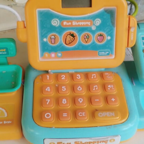 Happy Shopping cash register with accessories used