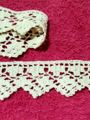 Handmade Crochet Lace Trim 12.5 Meters Beige Cotton