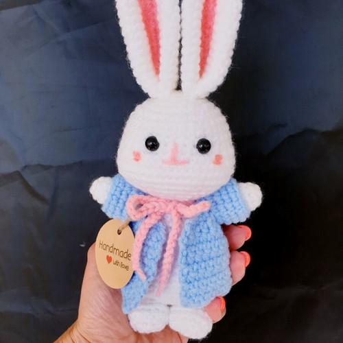 Amigurumi Bunny Doll handmade, 21cm, safe eyes, hypoallergenic filling