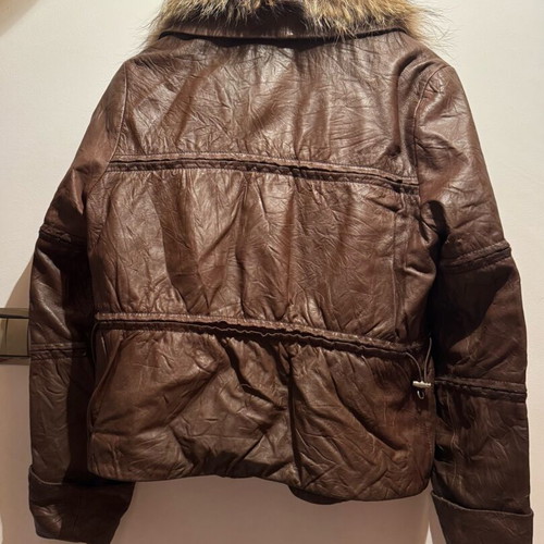 Rebecca Blu leather coat with detachable collar like new, brown, size M