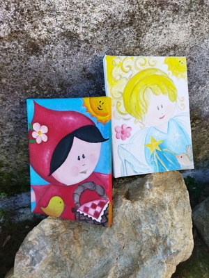 Painting set new, Little Red Riding Hood and Cinderella 18x24cm
