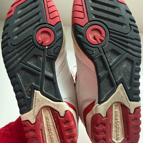 New Balance 550 sneakers used, white with red details, size 39