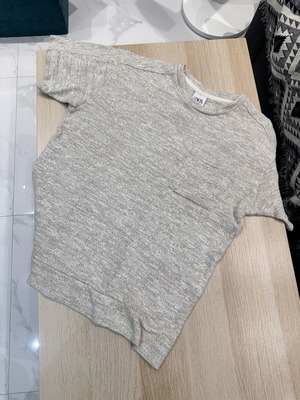 Zara men's knitted short-sleeve shirt with pocket, beige, size S like new