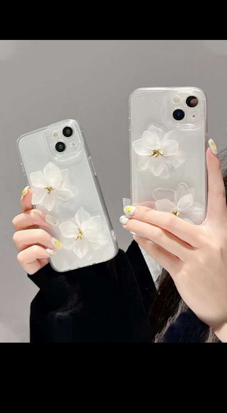 Θήκη διαφανή για κινητό iPhone 12 Pro Max με λουλούδια 3D που εξέχουν της θήκης (δεν ειναι μέσα στην διαφάνεια)