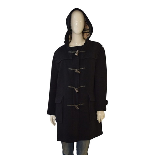 Burberry London Speciality Duffle Coating Wool Coat with Nova Check Hood