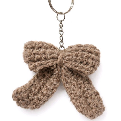 Handmade bow keychain brown new