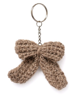 Handmade bow keychain brown new