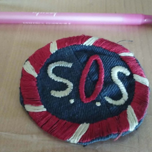 Vintage SOS Sewn Patch used for Sleeve