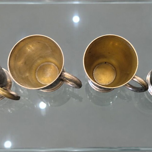 Silver-Plated Vintage Wine Cups set of 4 used, ornate floral engraving