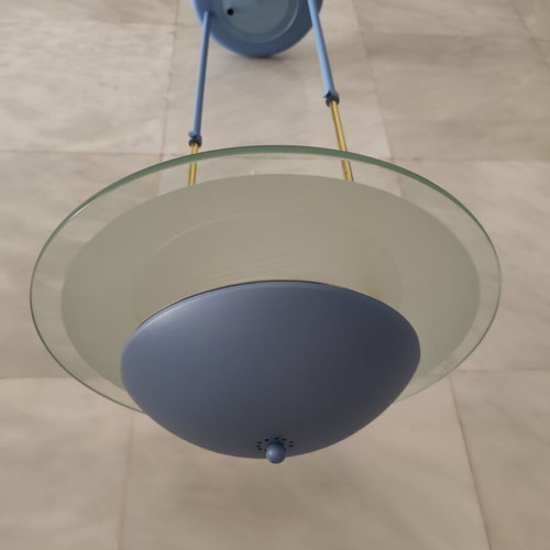 Vintage ceiling pendant light used, metal and glass