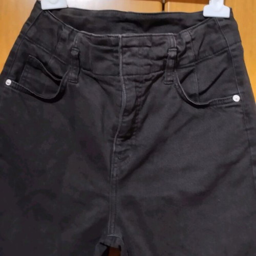 High-waisted jeans used, size M, black, H&M