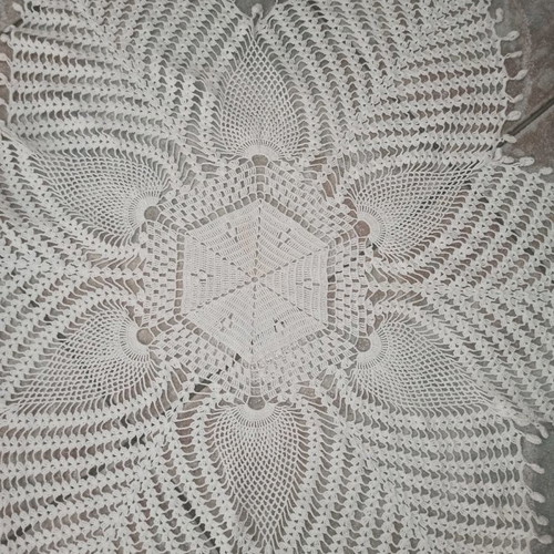Handmade knitted vintage tablecloth doily like new