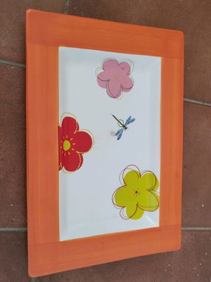 Serving platter square orange with flowers like new