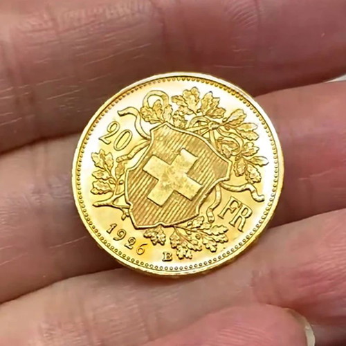 Swiss Gold Lira Coin 1926 24K 20 Francs Museum Quality Replica