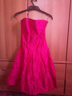 Ysatis dark fuchsia strapless dress with corset and zipper, size 1