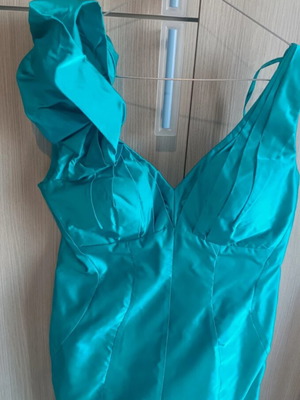 Maestri women's cocktail dress satin turquoise size L like new