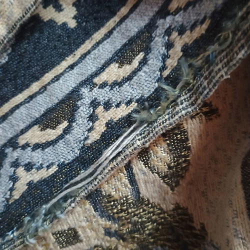 Vintage large rihthari kouverli with embossed floral pattern, used