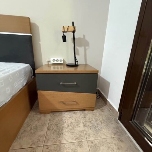 Bedroom set with bed, mattress, storage, 2 nightstands and dresser like new