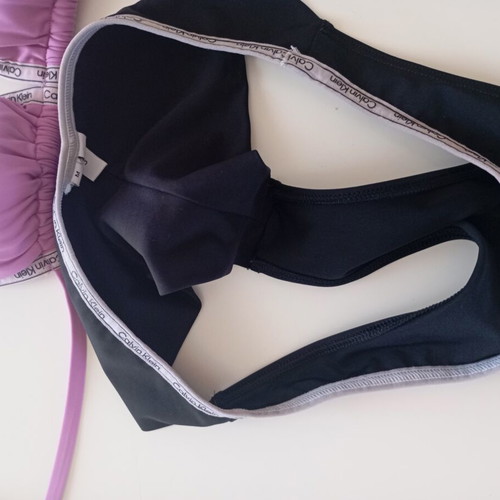 Calvin Klein bikini set like new, medium bottom, small top, black and purple