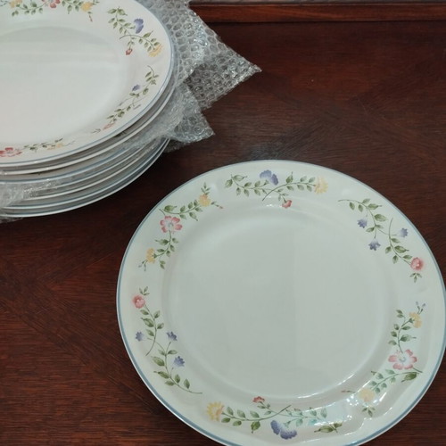 English Garden vintage dinner plates set of 8, 27cm, genuine stoneware