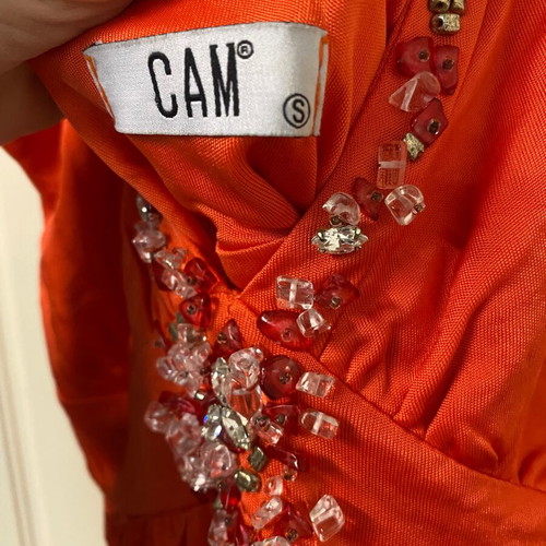 Cam dress used orange with stones and impressive back size S