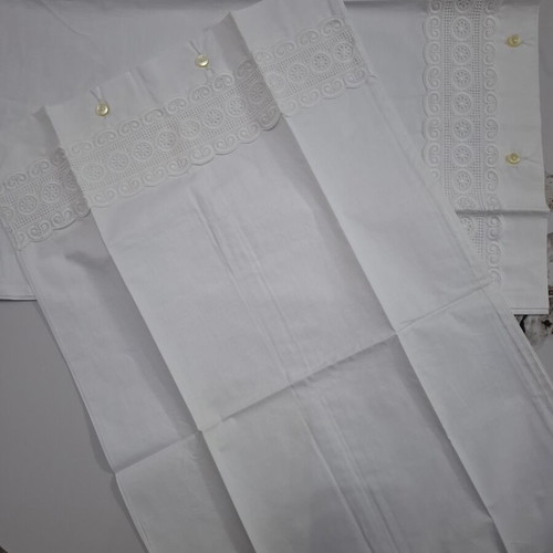 Vintage white linens with intricate cutwork embroidery, new