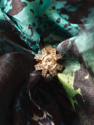 Сребърен пръстен цвете използван, 6гр, диаметър 16мм