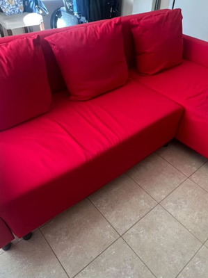 Γωνιακός τριθέσιος καναπές σε κόκκινο, 2,20 x 1,30 μ.