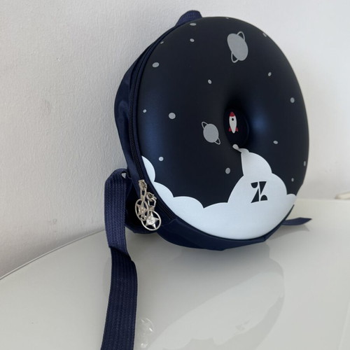 Space backpack 3D new, blue with planets and rocket design
