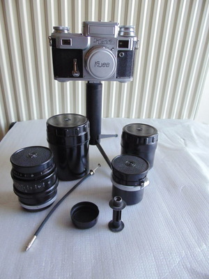 Φωτογραφική μηχανή Kiev 3A 1956 μεταχειρισμένη με 3 φακούς και αξεσουάρ