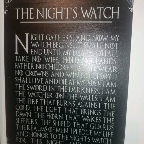 Game of Thrones Metal Canvas new, The Night's Watch Oath 30×20