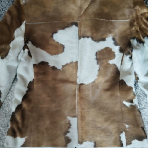 Leather jacket Leonardo vintage short, like new, white and brown