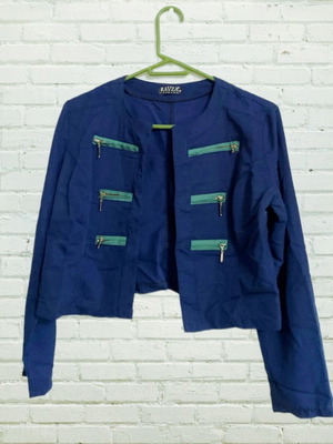 Crop jacket like new, blue and green, size XL