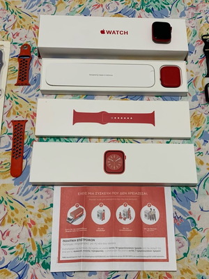 Apple Watch Series 8 45mm σαν καινούργιο με έξτρα λουράκια και προστασίες κάσας