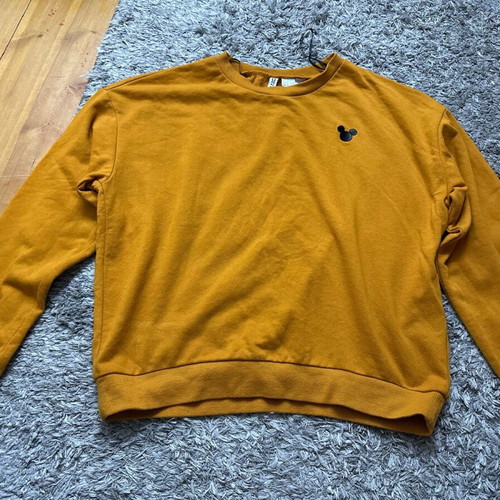 H&M Divided Women's Mustard Sweatshirt with Mickey Mouse Embroidery like new