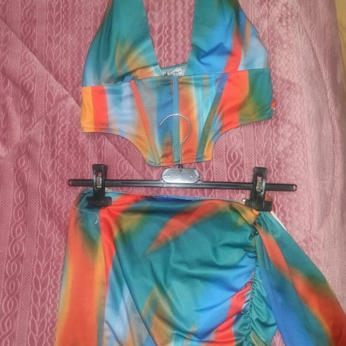 Summer set skirt top used, multicolored