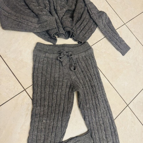 Women's knitted co-ord set 2 pieces used, grey anthracite