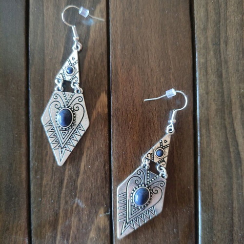 Boho earrings like new, blue and silver