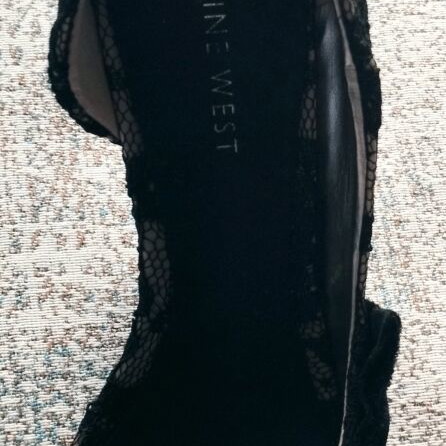 Nine West sandals like new, lace and velvet, heel 9cm, size 38.5
