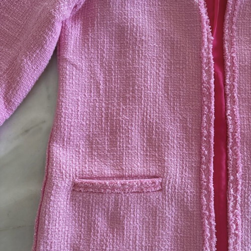 Zara tweed jacket manteau with 3/4 sleeves like new, pink, size M