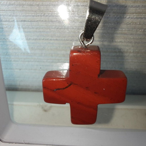 Cross made of natural red jasper stone new 20mm