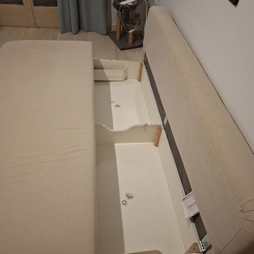 Ikea sofa bed used with storage and 2 cushions