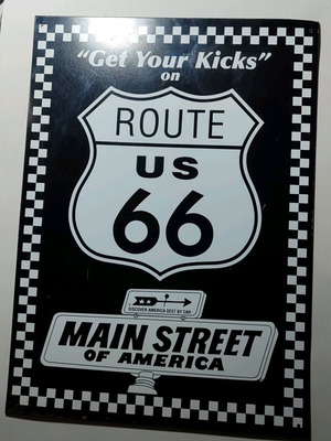 Route 66 metal sign used, chopper cruisers hot rod Harley